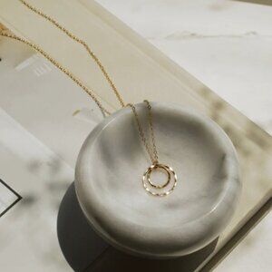 Double Circle Gold Necklace | 16"